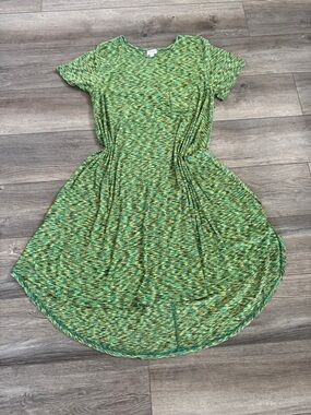 LuLaRoe XL Carly Dress - Green Heathered High-Low Swing Dress - Flowy & Soft